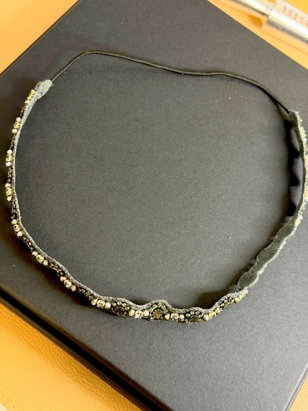 Deepa Gurnani - Handmade Black Headband | CZ Stones Antique Daily Fashion Style